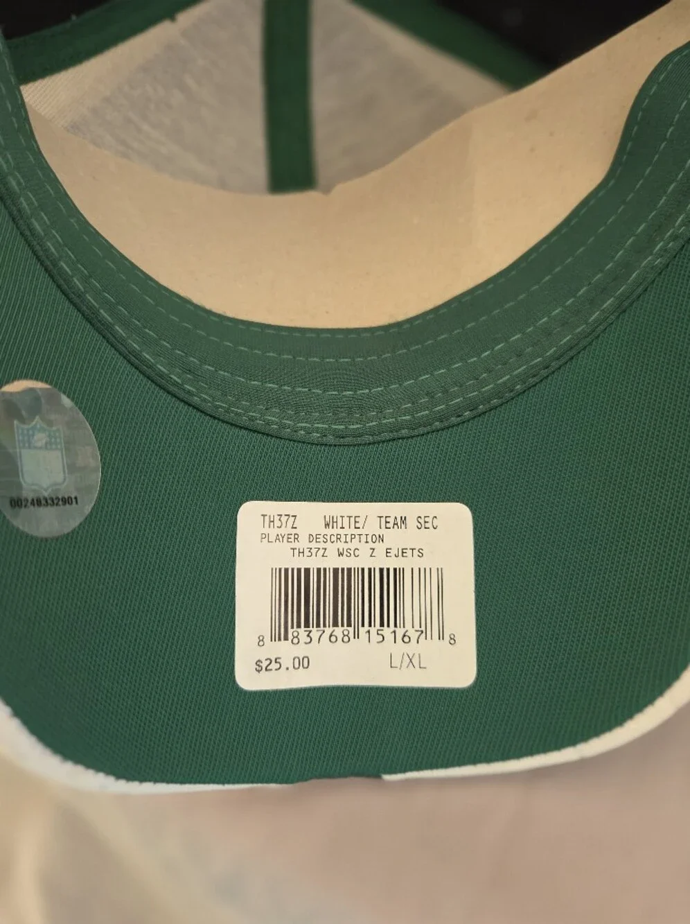 NFL NY Jets Black White Green Sideline Cap